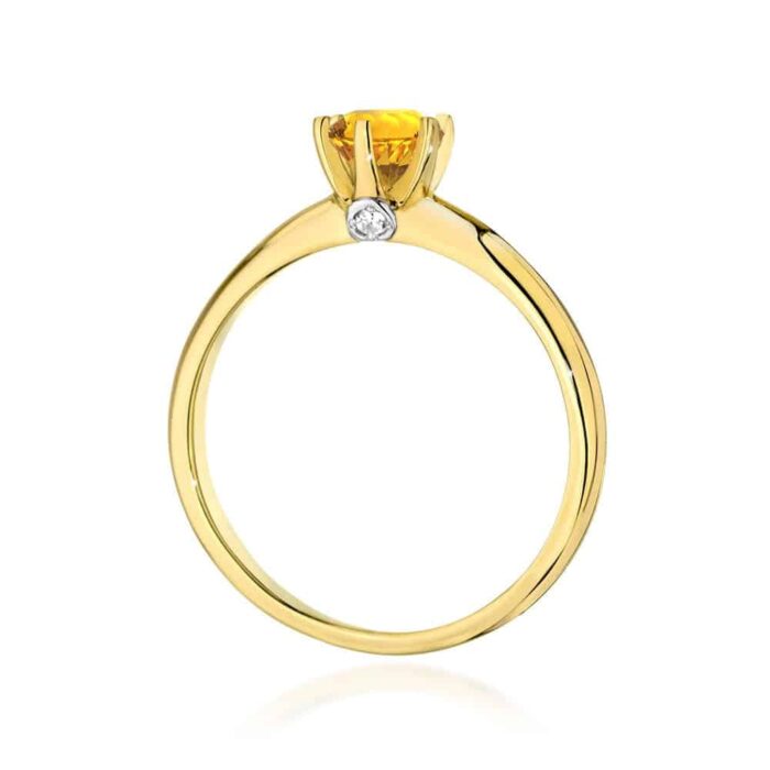 Inel Aur 14K cu Citrin 0.50 ct si Diamante 0.04 ct - Imagine 3