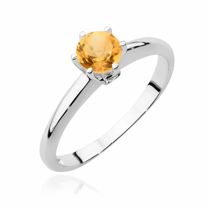 Inel Aur 14K cu Citrin 0.50 ct si Diamante 0.04 ct - Imagine 4