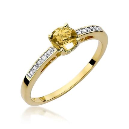 Inel Aur 14K cu Citrin 0.50 ct si Diamante 0.05 ct