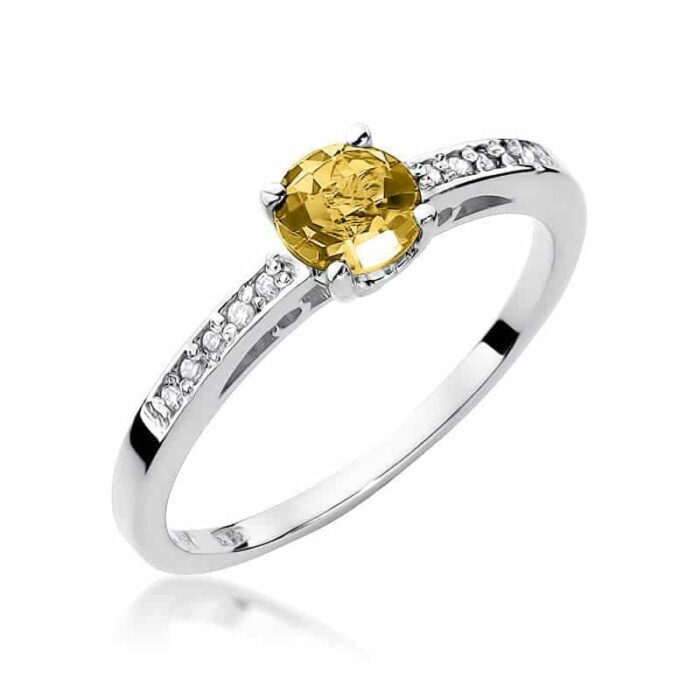 Inel Aur 14K cu Citrin 0.50 ct si Diamante 0.05 ct - Imagine 4