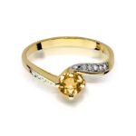 Inel Aur 14K cu Citrin 0.60 ct si Diamante 0.05 ct - Imagine 2