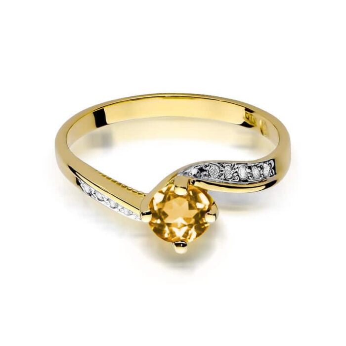 Inel Aur 14K cu Citrin 0.60 ct si Diamante 0.05 ct - Imagine 2