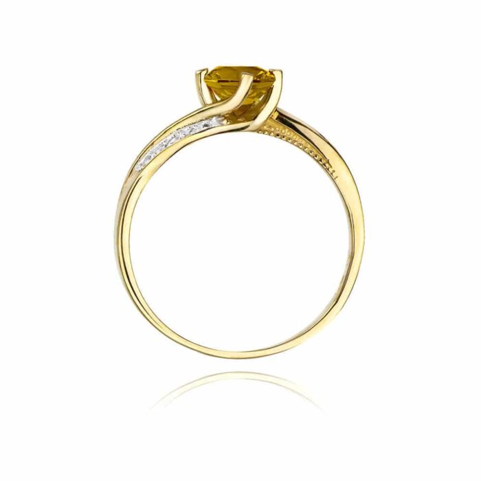 Inel Aur 14K cu Citrin 0.60 ct si Diamante 0.05 ct - Imagine 3