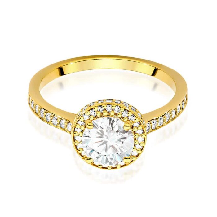 Inel Aur 14K cu Diamant 1.0 ct si Diamante laterale 0.38 ct - Imagine 2
