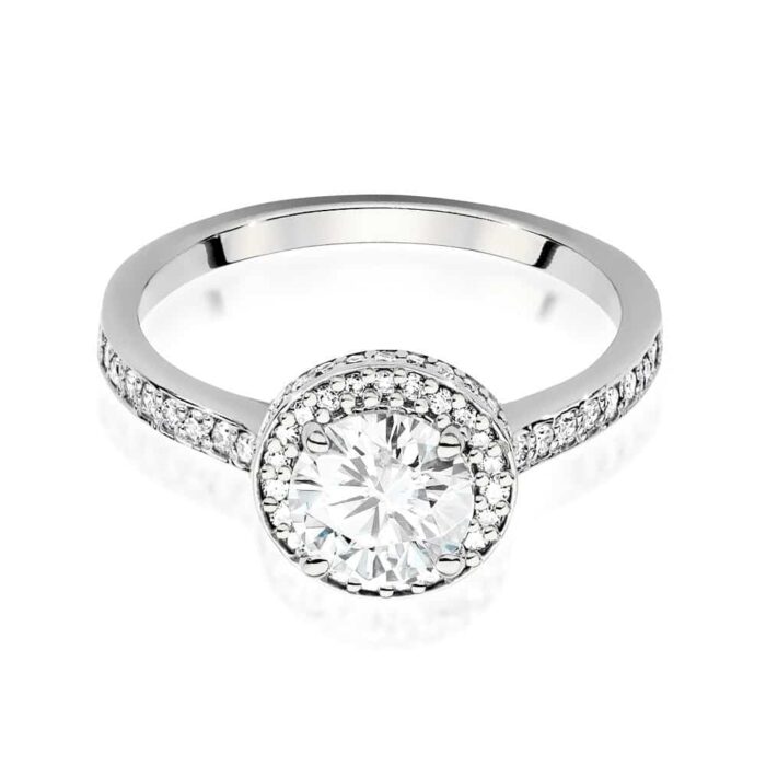 Inel Aur 14K cu Diamant 1.0 ct si Diamante laterale 0.38 ct - Imagine 5