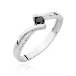 Inel Aur 14K cu Diamant Negru 0.12 ct si Diamant 0.03 ct - Imagine 4