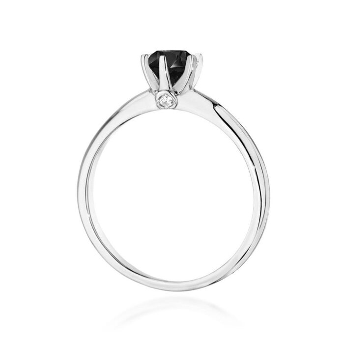 Inel Aur 14K cu Diamant Negru 0.50 ct si Diamante 0.04 ct - Imagine 6