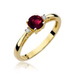 Inel Aur 14K cu Garnet 0.60 ct si Diamante 0.03 ct