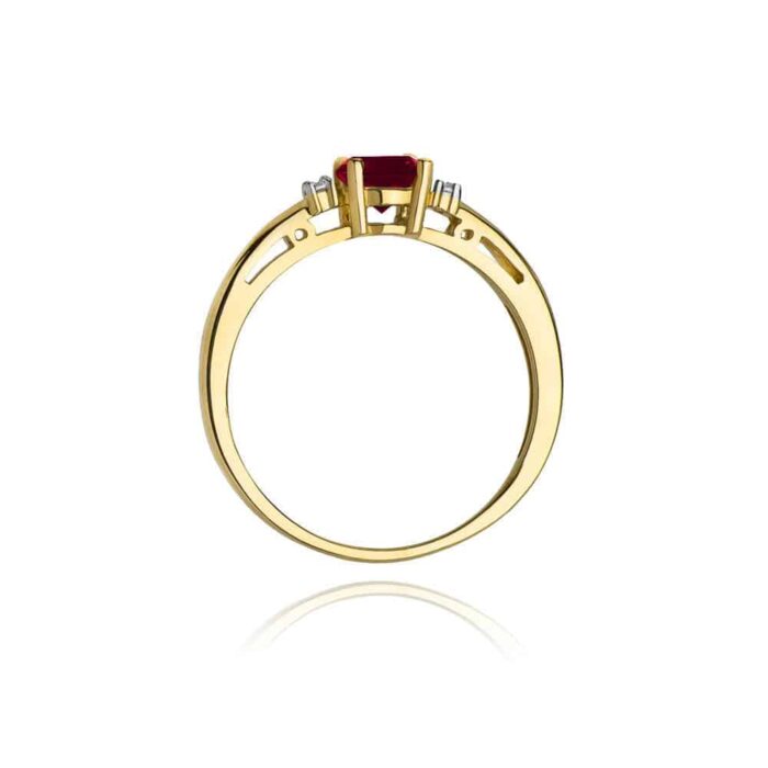 Inel Aur 14K cu Garnet 0.60 ct si Diamante 0.03 ct - Imagine 4