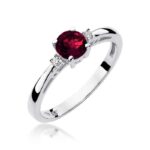 Inel Aur 14K cu Garnet 0.60 ct si Diamante 0.03 ct - Imagine 5