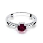 Inel Aur 14K cu Garnet 0.60 ct si Diamante 0.03 ct - Imagine 6