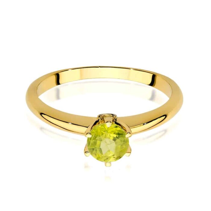 Inel Aur 14K cu Peridot 0.50 ct si Diamante 0.04 ct - Imagine 2