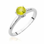Inel Aur 14K cu Peridot 0.50 ct si Diamante 0.04 ct - Imagine 4