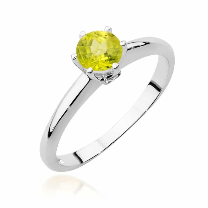 Inel Aur 14K cu Peridot 0.50 ct si Diamante 0.04 ct - Imagine 4