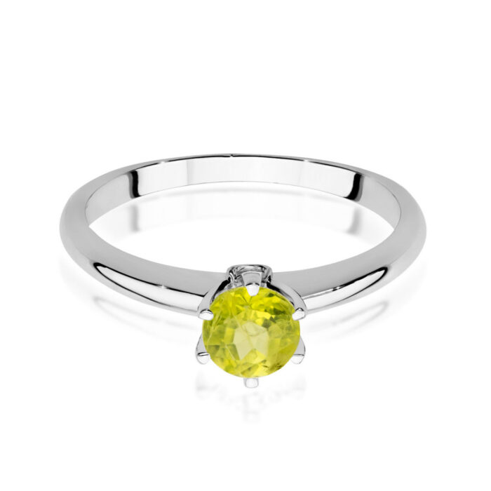 Inel Aur 14K cu Peridot 0.50 ct si Diamante 0.04 ct - Imagine 5