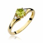 Inel Aur 14K cu Peridot 0.60 ct si Diamante Naturale 0.03 ct