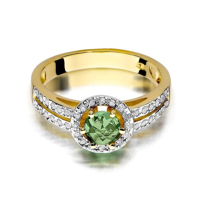 Inel Aur 14k cu Peridot 0.60 ct si Diamante 0.20 ct - Imagine 2