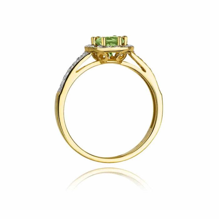 Inel Aur 14k cu Peridot 0.60 ct si Diamante 0.20 ct - Imagine 3
