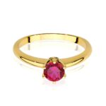 Inel Aur 14K cu Rubin 0.60 ct si Diamante 0.04 ct - Imagine 2