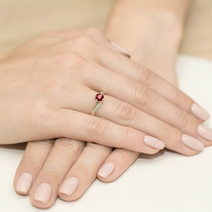 Inel Aur 14K cu Rubin 0.60 ct si Diamante 0.05 ct - Imagine 4