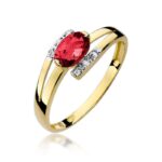 Inel Aur 14K cu Rubin 0.60 ct si Diamante 0.05 ct