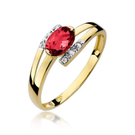 Inel Aur 14K cu Rubin 0.60 ct si Diamante 0.05 ct
