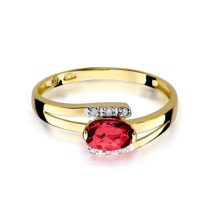 Inel Aur 14K cu Rubin 0.60 ct si Diamante 0.05 ct - Imagine 2