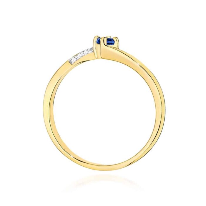 Inel Aur 14K cu Safir 0.15 ct si Diamante 0.04 ct - Imagine 3