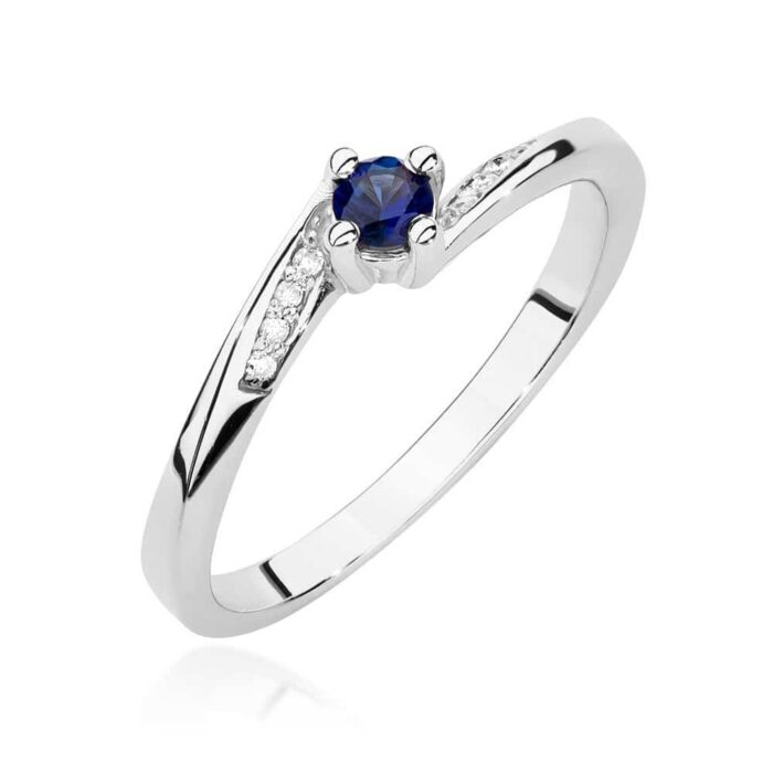 Inel Aur 14K cu Safir 0.15 ct si Diamante 0.04 ct - Imagine 5