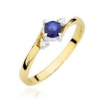 Inel Aur 14k cu Safir 0.30 ct si Diamante 0.03 ct