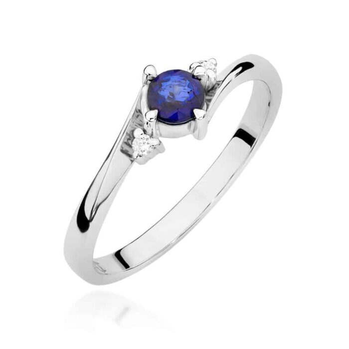 Inel Aur 14k cu Safir 0.30 ct si Diamante 0.03 ct - Imagine 4