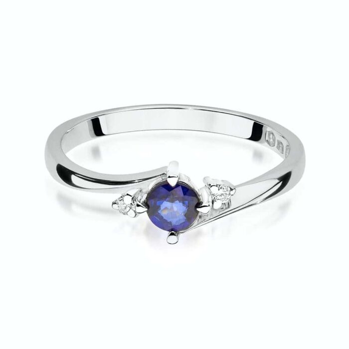 Inel Aur 14k cu Safir 0.30 ct si Diamante 0.03 ct - Imagine 5