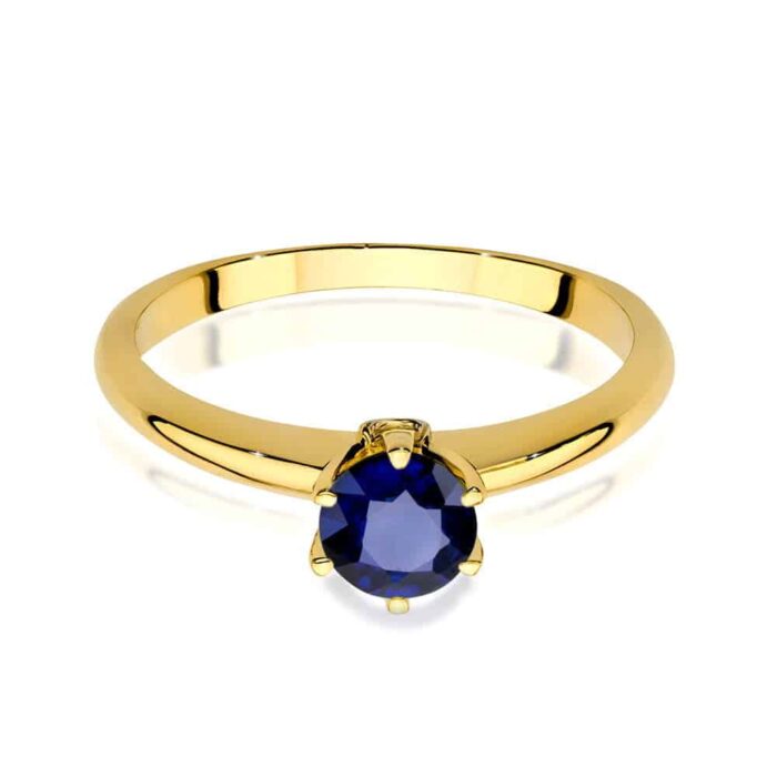 Inel Aur 14K cu Safir 0.50 ct si Diamante 0.04 ct - Imagine 2