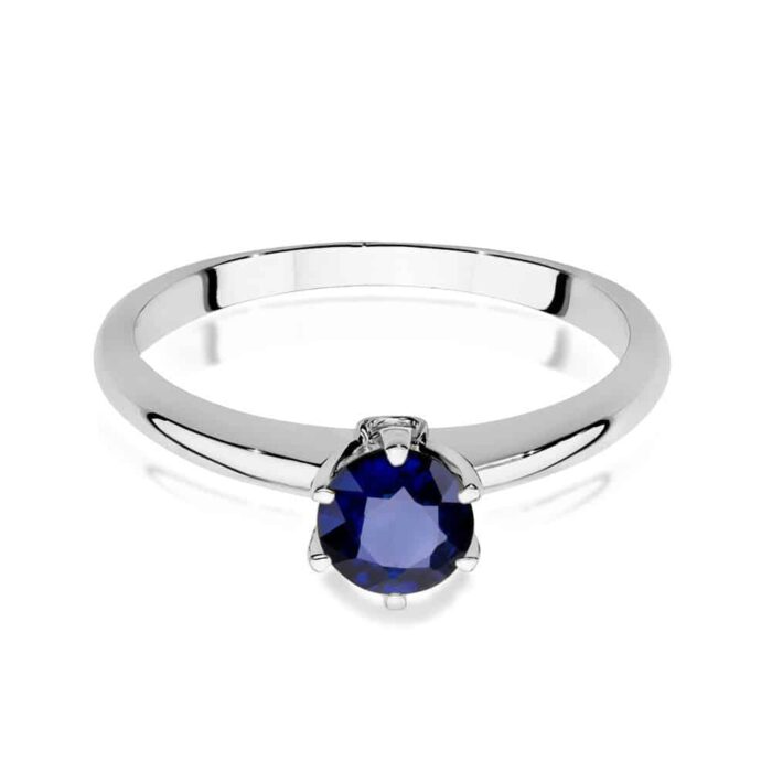 Inel Aur 14K cu Safir 0.50 ct si Diamante 0.04 ct - Imagine 6