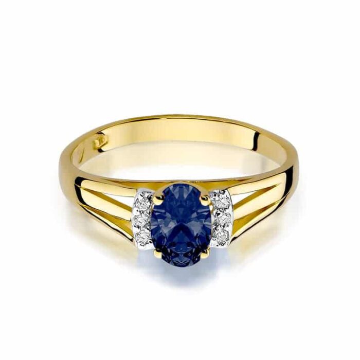 Inel Aur 14K cu Safir 0.70 ct si Diamante 0.05 ct - Imagine 2
