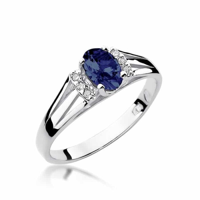 Inel Aur 14K cu Safir 0.70 ct si Diamante 0.05 ct - Imagine 4