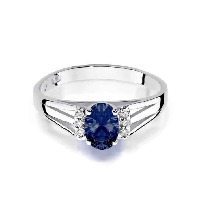 Inel Aur 14K cu Safir 0.70 ct si Diamante 0.05 ct - Imagine 5