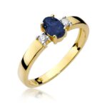 Inel Aur 14K cu Safir 0.70 ct si Diamante 0.08 ct