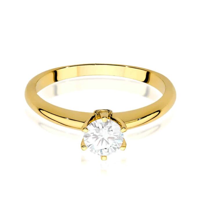 Inel Aur 14K cu Safir Alb 0.60 ct si Diamante 0.04 ct - Imagine 2