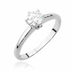Inel Aur 14K cu Safir Alb 0.60 ct si Diamante 0.04 ct - Imagine 5