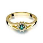 Inel Aur 14K cu Smarald 0.10 ct si Diamante 0.09 ct - Imagine 2