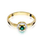 Inel Aur 14K cu Smarald 0.15 ct si Diamante 0.08 ct - Imagine 2
