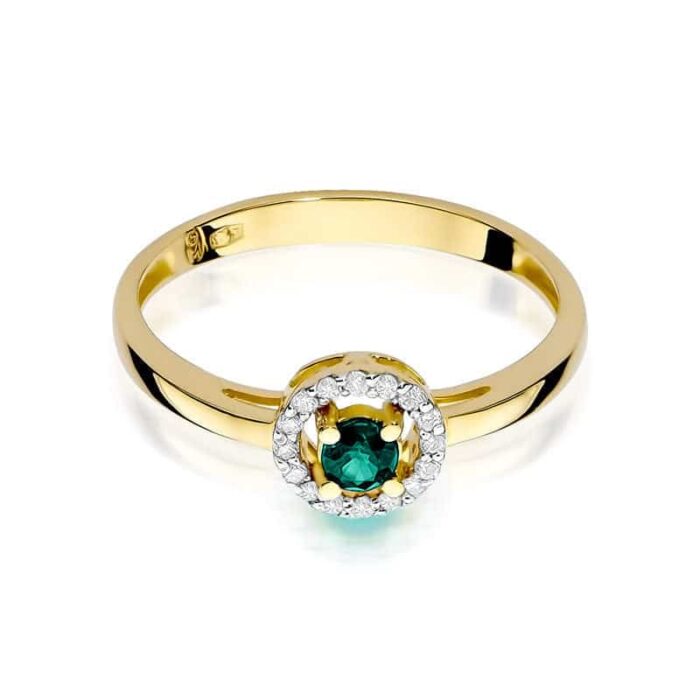 Inel Aur 14K cu Smarald 0.15 ct si Diamante 0.08 ct - Imagine 2