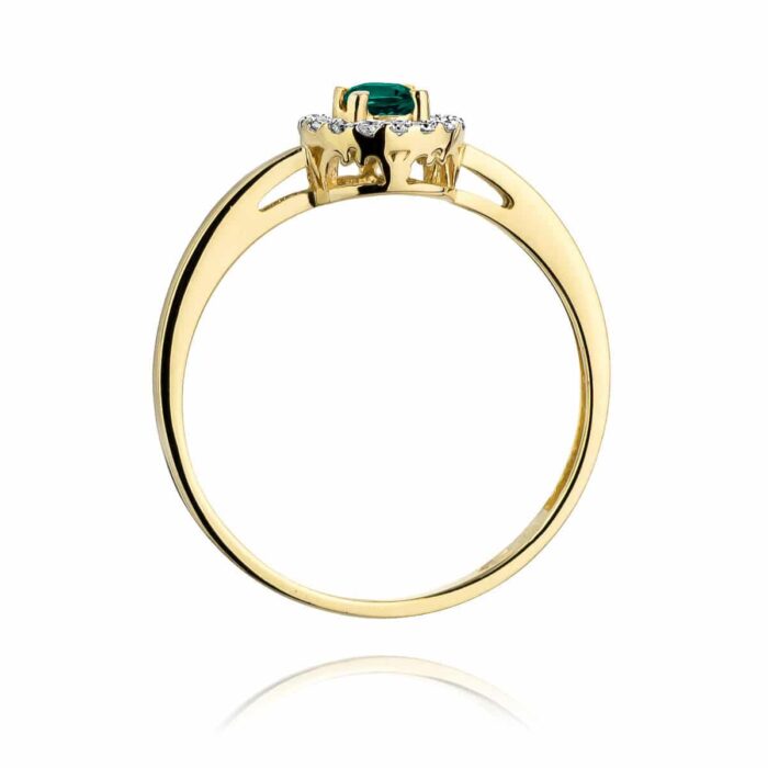 Inel Aur 14K cu Smarald 0.15 ct si Diamante 0.08 ct - Imagine 3