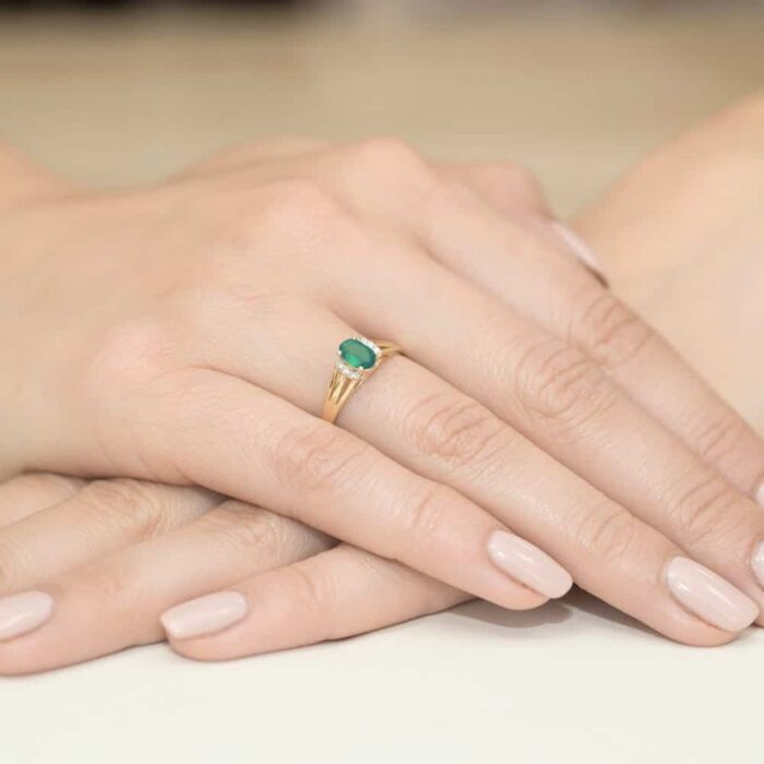 Inel Aur 14K cu Smarald 0.40 ct si Diamante 0.05 ct - Imagine 4
