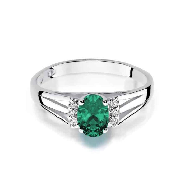 Inel Aur 14K cu Smarald 0.40 ct si Diamante 0.05 ct - Imagine 6