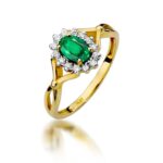 Inel Aur 14K cu Smarald 0.40 ct si Diamante 0.28 ct