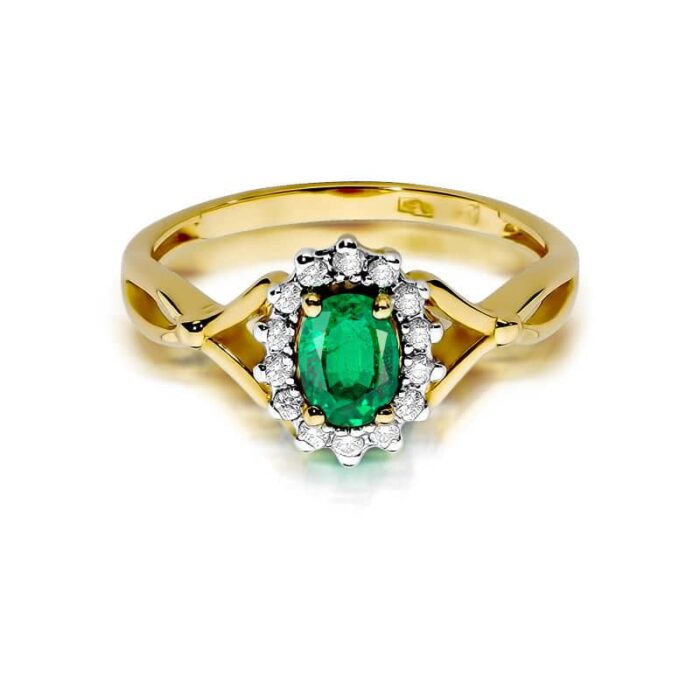 Inel Aur 14K cu Smarald 0.80 ct si Diamante 0.28 ct - Imagine 2