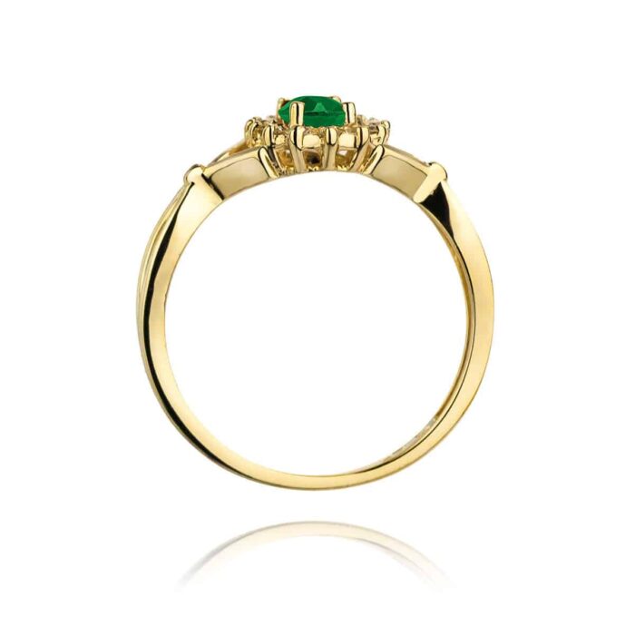 Inel Aur 14K cu Smarald 0.40 ct si Diamante 0.28 ct - Imagine 3