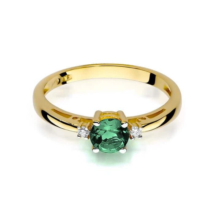 Inel Aur 14K cu Smarald 0.50 ct si Diamante 0.03 ct - Imagine 2
